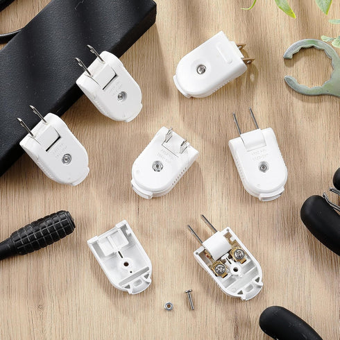 15 Pcs Extension Cord Replacement Plug, 2 Prong 125V 15A Male Power Plug, Rotatable Electric Plugs for Small Appliances