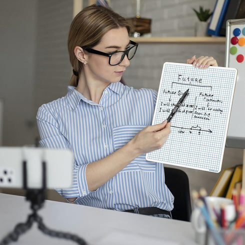 SCRIBBLEDO 9" x 12" Dry Erase Graph Whiteboard, Double Sided for Home, School, Classroom, Kids, Students