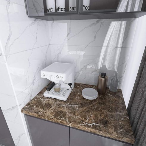 Brown Marble Contact Paper for Countertops, Waterproof Peel and Stick Wallpaper 15.7"x80" for Cabinets and Desks