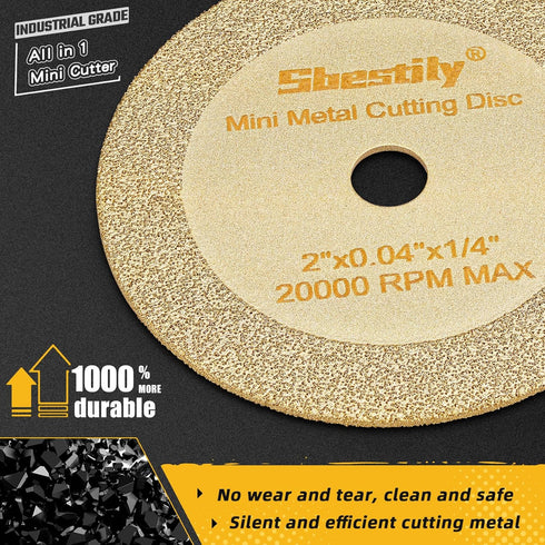 2 Inch Cut Off Wheel - 5Pack - Diamond Cutting Wheel, 1/4" Arbor Hole Die Grinder Drill Cutter Discs for Stainless Steel, Bronze, Brass, Nuts, Bolts, Screws, Wood, Tiles