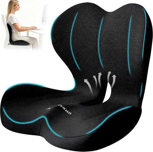 Amxixaun Lumbar Support Seat Cushion - Memory Foam Cushion for Office Chair, Car