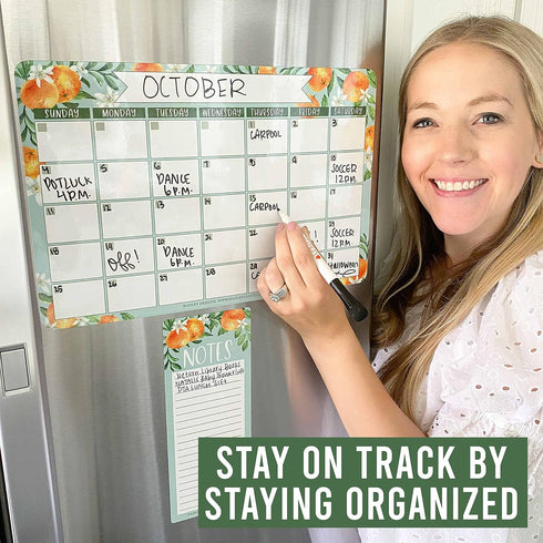 Magnetic Dry Erase Calendar for Fridge, Clementine Magnetic Calendar for Refrigerator, White Board