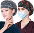 ABAMERICA 2 Pack Bouffant Caps - Adjustable Scrub Caps with Button and Sweatband for Women Men, One Size Multi Color