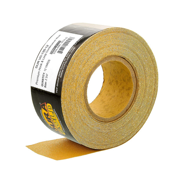 Dura-Gold Premium 120 Grit Gold Sandpaper Roll, Hook & Loop Backing, 2-3/4" Wide, 12 Yards Long for Automotive and