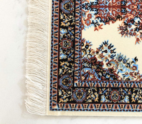 Beautiful Oriental Rug Style Mousepad, Beige Miniature Carpet Computer Mouse Pad, Rectangular Non-Slip Office