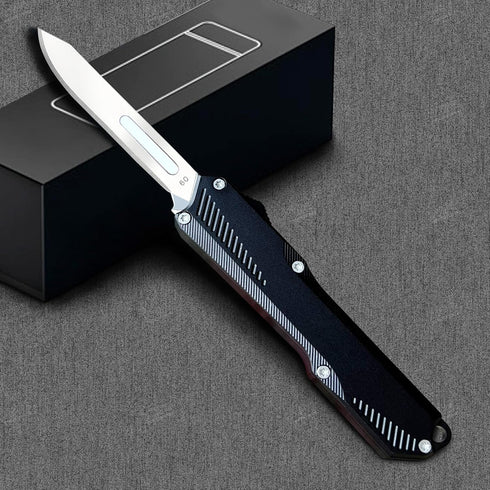 5PCS #60 Caressolove Automatic Scalpel Pocket Knife, Small Auto Retractable Knife Push Button, Mini Razor Blades