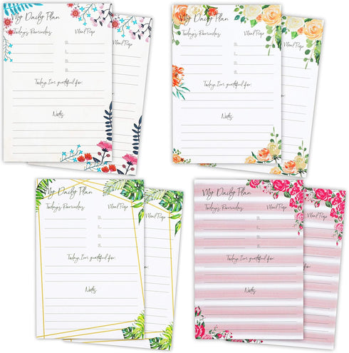 Paper Junkie Calendar Sticky Notes, 8 Pack for Monthly, Weekly, and Daily in Floral Print