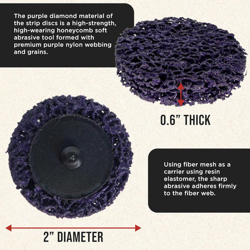 11-Piece 2" Set 10 1/4" Dura-Gold Diameter Abrasive Stripping Brush Wheel - Quick Change Discs with Roll Lock