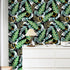 Tropical Green Leaves Wallpaper Peel and Stick Wallpaper Self Adhesive Removable Wallpapers Black Contact Paper for Cabinets Vinyl Countertops Waterproof 17.5" x78.7" Contact Paper Decor by Wallercity