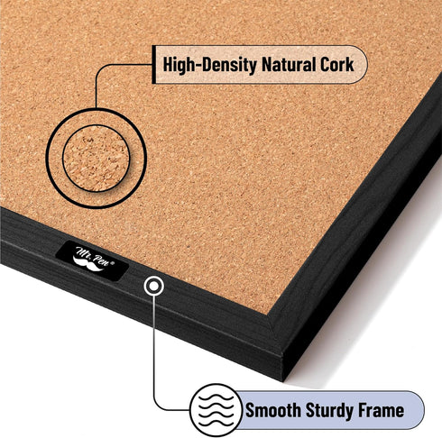 Mr. Pen Cork Board, 24”x36”, Black Framed Cork Bulletin Board for Walls, Push Pin Board, Vision Board.