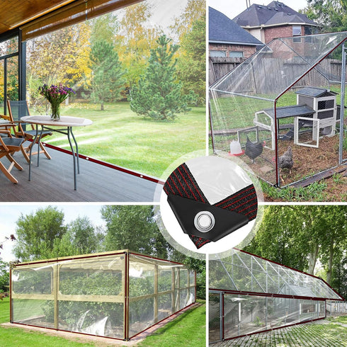 TBXWLRF Grommets 6x12ft Clear Tarp - Heavy Duty Waterproof - with Small Tarp, Clear Vinyl Patio Enclosure Tarpaulin