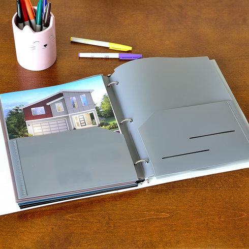 Youngever 6 Pack Heavy Duty Plastic Two Pocket Folders, Binder Dividers with Pocket, 3 Hole Punch Folder with Notches
