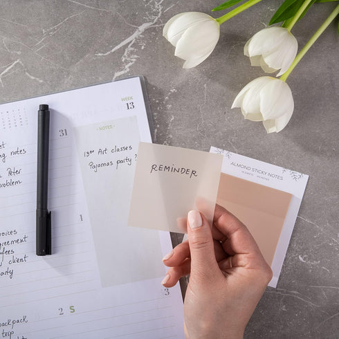 DiverseBee 50 Sheets Pastel Transparent Sticky Notes, 3x3” Clear Sticky Tabs for Planner Accessories