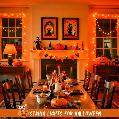 4 Pack 50 16.5ft 8 JMEXSUSS LED Battery Operated String Lights Orange, Each Halloween String Lights with Timer, Modes