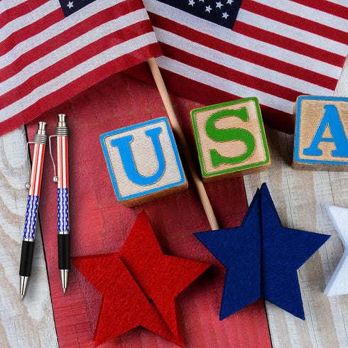 Tenare 16 Pcs American Flag Ballpoint Pen - Patriotic 1.0mm Black Ink Pens for USA Souvenirs & Gifts