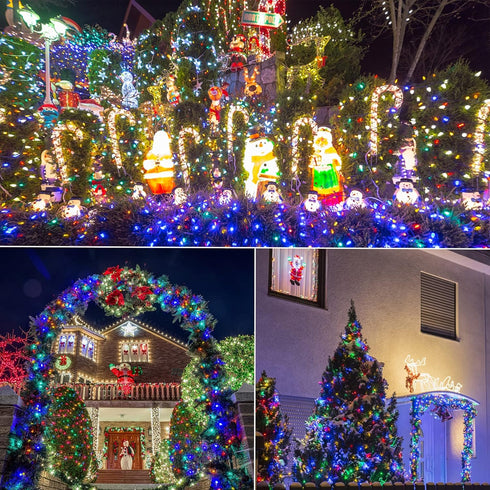 4 Pack 50LED 16FT 8 WATERGLIDE Outdoor Christmas Lights, Battery Operated Mini String Light with Modes & Timer, Xmas