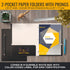 Better Office Products Black Paper 2 Pocket Folders with Prongs, 50 Pack, Letter Size