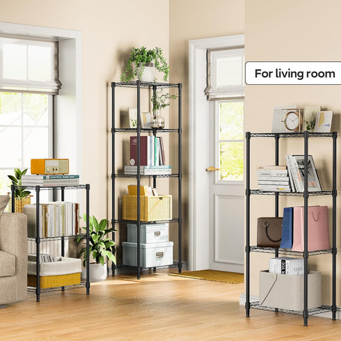 3 Closet 11.8" 17.7" 28.8" M MZG Tiers Shelf Metal Storage Shelves Wire Rack Organizers with Wheel for Garage Kitchen