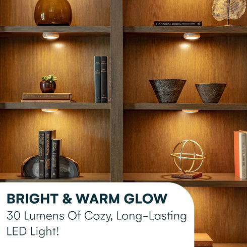 6 Pack Closet, Counter, Brilliant Evolution Stick On Push Lights - Remote Controlled LED Lights Under Cabinets - DIY