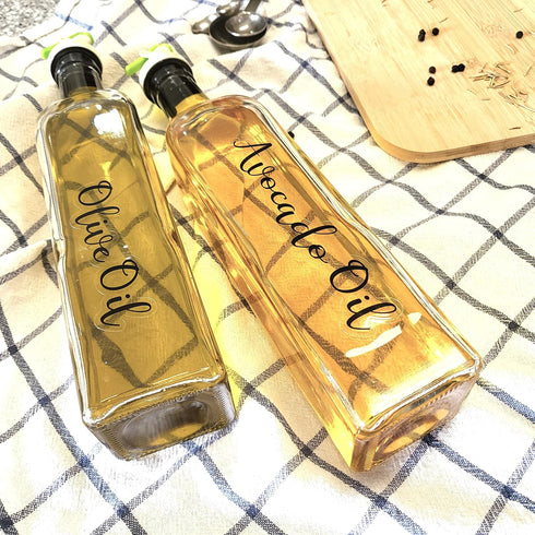 Set Modern Oil & Vinegar Bottle Labels, Minimalist Waterproof Kitchen Container Label