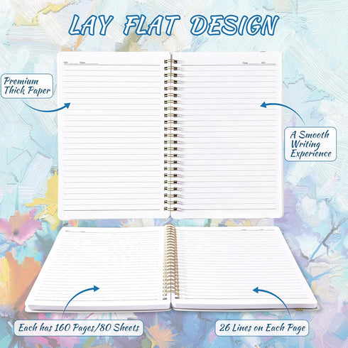Spiral Notebook, 3 Pack A5 Ruled Journal, 8.3'' × 6'', 3 × 160 Pages for School & Home