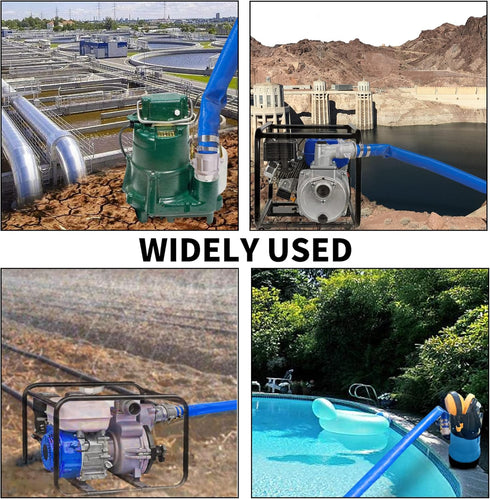 2" x 50ft PVC Lay Flat Discharge Hose with Heavy Duty Reinforced Pump Backwash Assembly, Aluminum Camlock C & E