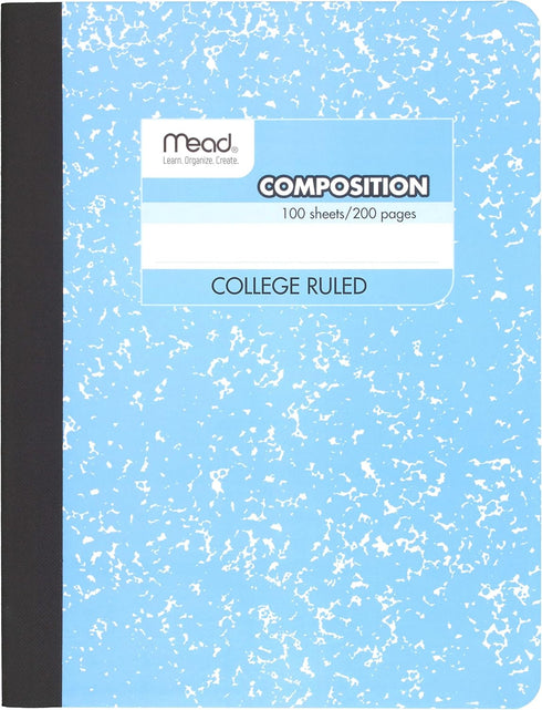 Mead Composition Book, 6 Pack of Cute Notebooks, College Ruled paper, Hard Cover 100 sheets (200 Pages) , Pastel Color Notebook, by Mead