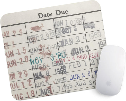 Library Book Checkout Card Neoprene Mouse Pad - Unique Gift for Book Lovers and Readers