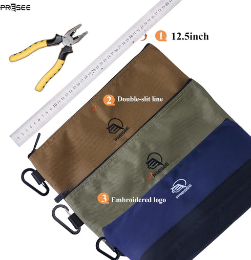 PRESEE 1680D Pack 1, 12.5 Inch Tool Pouch Zipper Small Tool Bag Stand-Up Tool Pouches Organizer Small Tool Bags