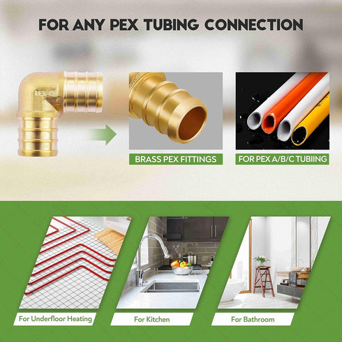 1/2" Lead-Free Brass Barb Crimp Pipe Fitting 90 Degree Elbow (Pack of 10) PEX 1/2 Inch Fittings