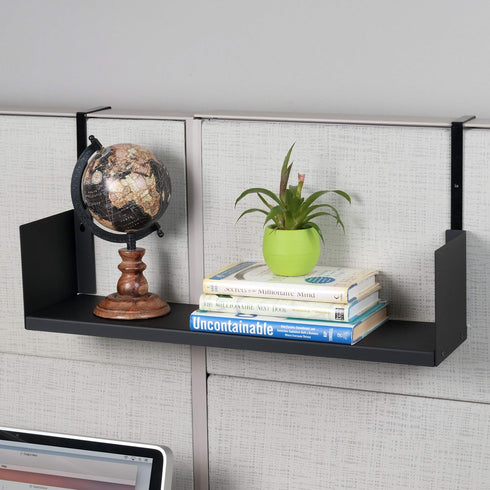 Wallniture Libro Cubicle Shelf - 24" Cube Storage Organizer with Hooks, Home Office Desk Organizer (Black)