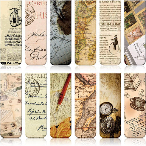 Tenare 12 Pcs Magnetic Bookmarks, Assorted Double Side Cute Page Markers for Book Lovers