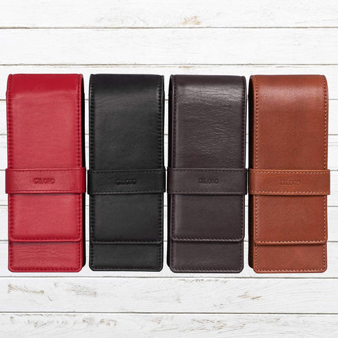 Leather Triple Pen Case Pencil Pouch Holder for Three Fountain Ballpoint Rollerball Pens and Pencils