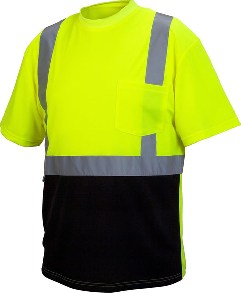 Pyramex Hi-Vis Lime T-Shirt RTS2110BX4-X5 RTS21B Series - Black Bottom - Size 4X-5X Large
