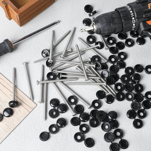 Funria 50 Set 3inch #10 Shutter Screws and Caps, Wood Screws with Caps Shutter Fasteners High Hardness Pan Head