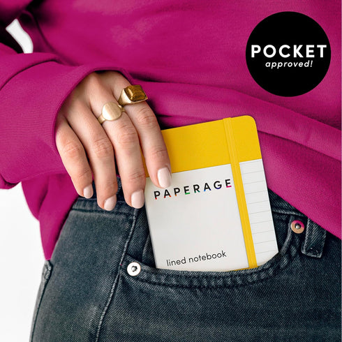 PAPERAGE Lined Pocket Journal Notebook, 2 Pack, Black, 160 Pages, Small 3.6 x 5.6 inches, Hardcover