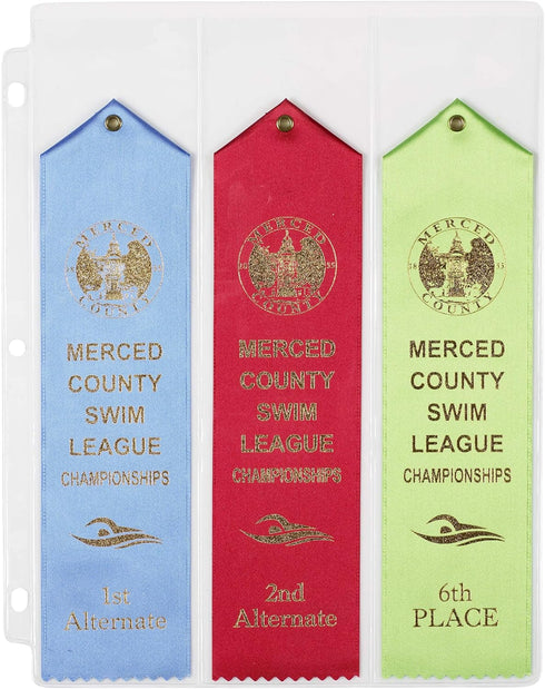 Swimming Gift Award Ribbon Binder Organizer, 15 Pages Sheets, Ribbons Holder