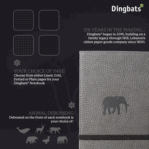 Wildlife Grid Reporter A6 Notebook - PU Leather Hardcover Pocket Journal with Elastic Closure
