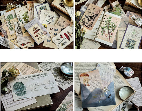 MUMULULU Set Vintage Style Postcard and Envelope Floral Retro Plant Butterfly Vintage Memories Letter Plant Music
