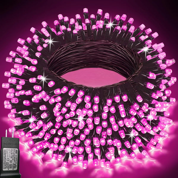 Pooqla Pink String Lights, 200 LED 66 ft Pink Lights Valentines Day