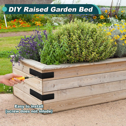 20Pcs Braces,4"x4"x2" 2mm Brackets,90 Corner Black L Brackets for Wood,Heavy Duty Steel Black Raised Garden Bed Corner