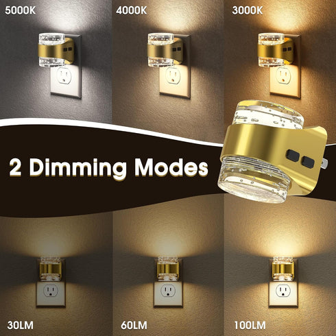 2 Pack, Dimmable 3000K/4000K/5000K 3 3CCT Briignite Night Light Night Lights Plug Into Wall with Bubble Design