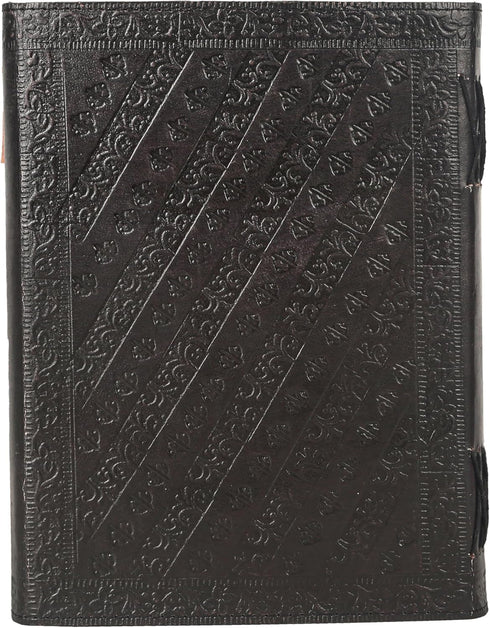 TUZECH Large Leather Journal, 600 Pages, Embossed Tree of Life, 7 x 10, Black, Writing Notebook