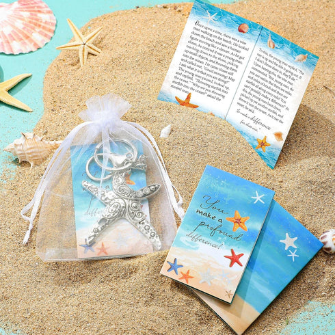 Eaasty 22 Pcs Employee Gifts, Starfish Story Gifts with 8 Small Starfish Story Cards, 6 Vintage Starfish Keychains, 8