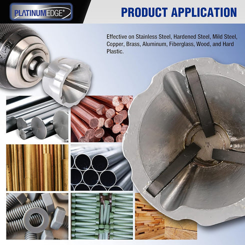 PLATINUMEDGE Deburring Tool with YG8 Carbide Blade, 1/4" Hex Shank, for 1/8”-3/4” Bolt Repair, Quick Release