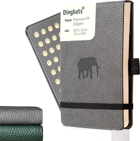 Wildlife Grid Reporter A6 Notebook - PU Leather Hardcover Pocket Journal with Elastic Closure