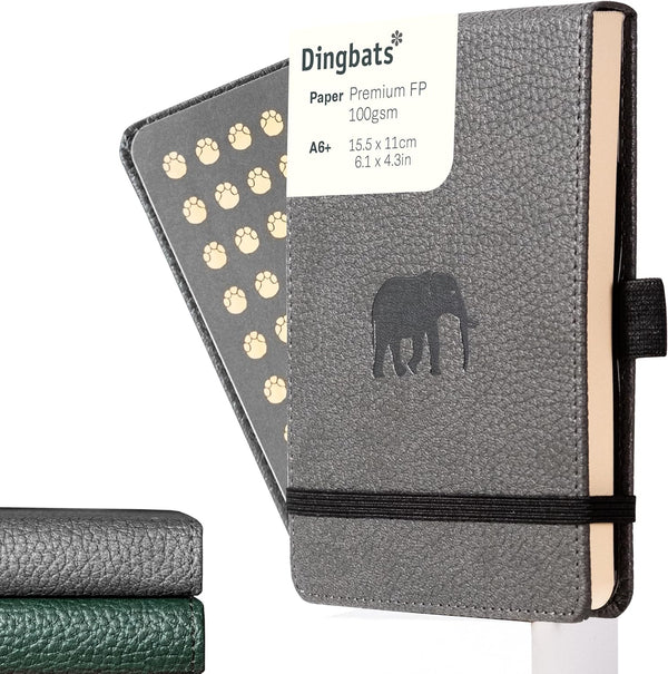 Wildlife Grid Reporter A6 Notebook - PU Leather Hardcover Pocket Journal with Elastic Closure