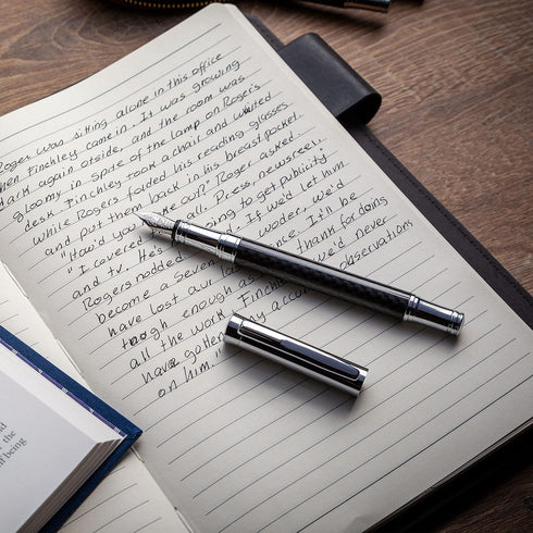 ZenZoi Elite Carbon Fiber Fountain Pen, Luxury Writing Experience with Fine Point Nib and Ink Refills