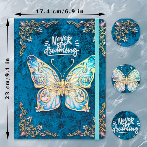 College Ruled Journal for Writing-B5 3D Butterfly Embossed Hardcover notebooks -Writing Journal for Women-with Elastic Closure Band, 192 Pages Lined Paper for School, Office, Home, 9" X 6.9"