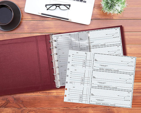Better Office Products 7 Ring Executive Check Binder with Zipper Pouch, Burgundy Textured Cover, for 9 x 13" 3 Per Page Business Checks, 600 Check Capacity Checkbook Holder, by Better Office Products